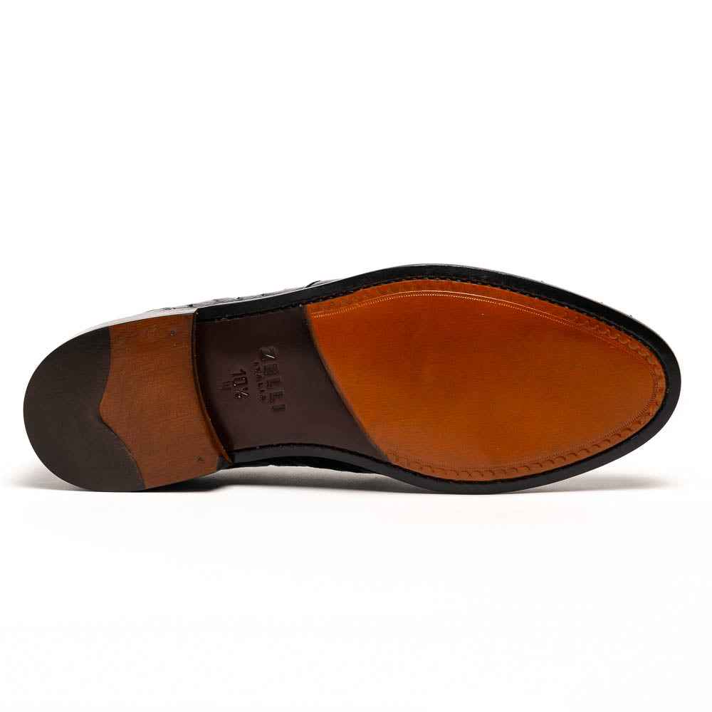 13-581-BLK FRANCO Ostrich Tassel Loafer, Black Shop Zelli Italia