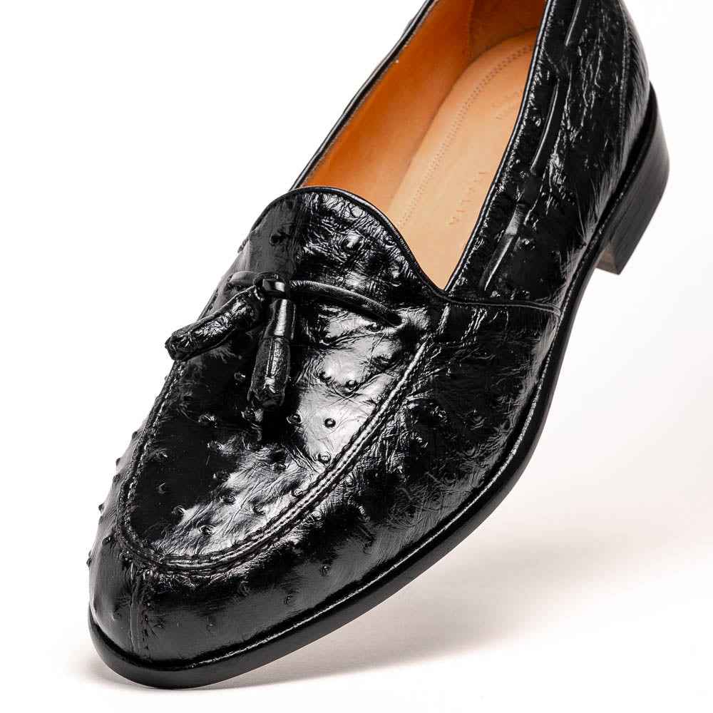 13-581-BLK FRANCO Ostrich Tassel Loafer, Black Shop Zelli Italia