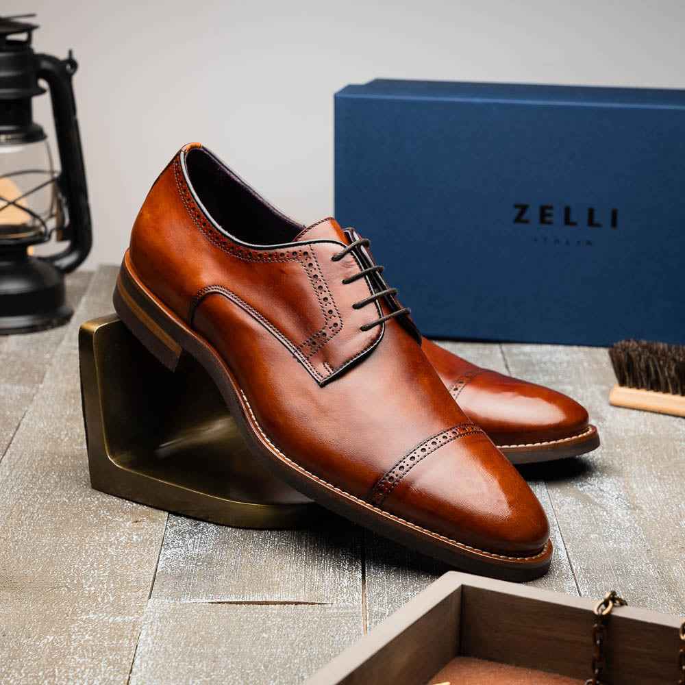 TEEK - 25-548-CGN GIOVANNI Italian Calfskin Lace Up Cognac SHOES TEEK ZI