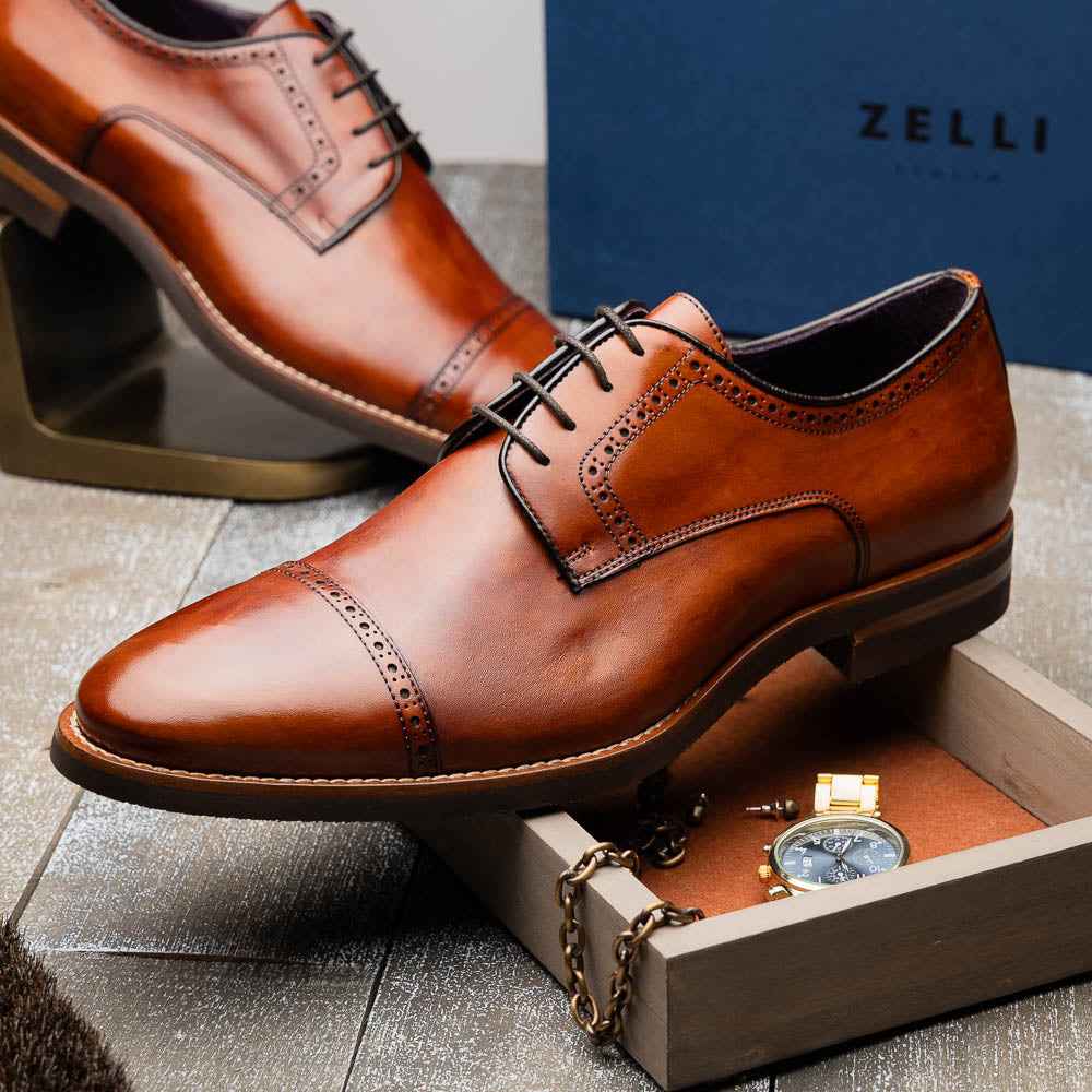 TEEK - 25-548-CGN GIOVANNI Italian Calfskin Lace Up Cognac SHOES TEEK ZI