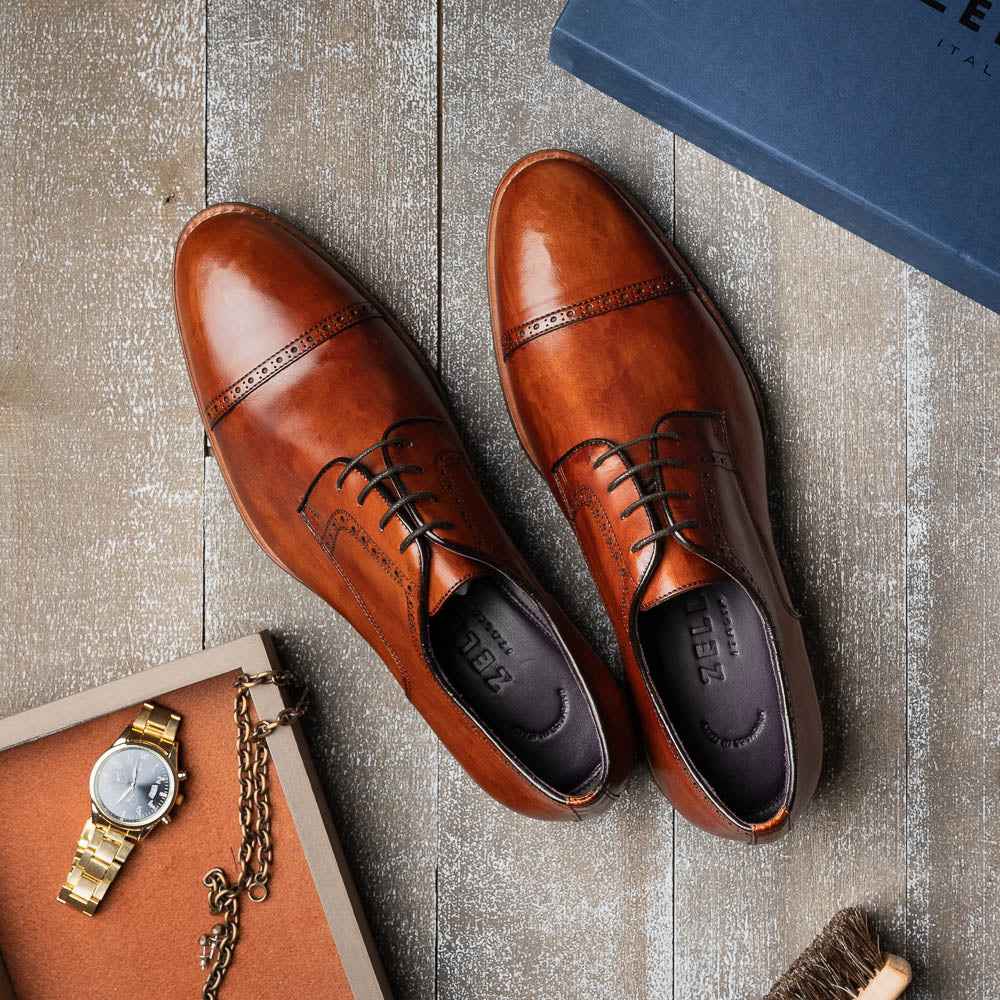 TEEK - 25-548-CGN GIOVANNI Italian Calfskin Lace Up Cognac SHOES TEEK ZI
