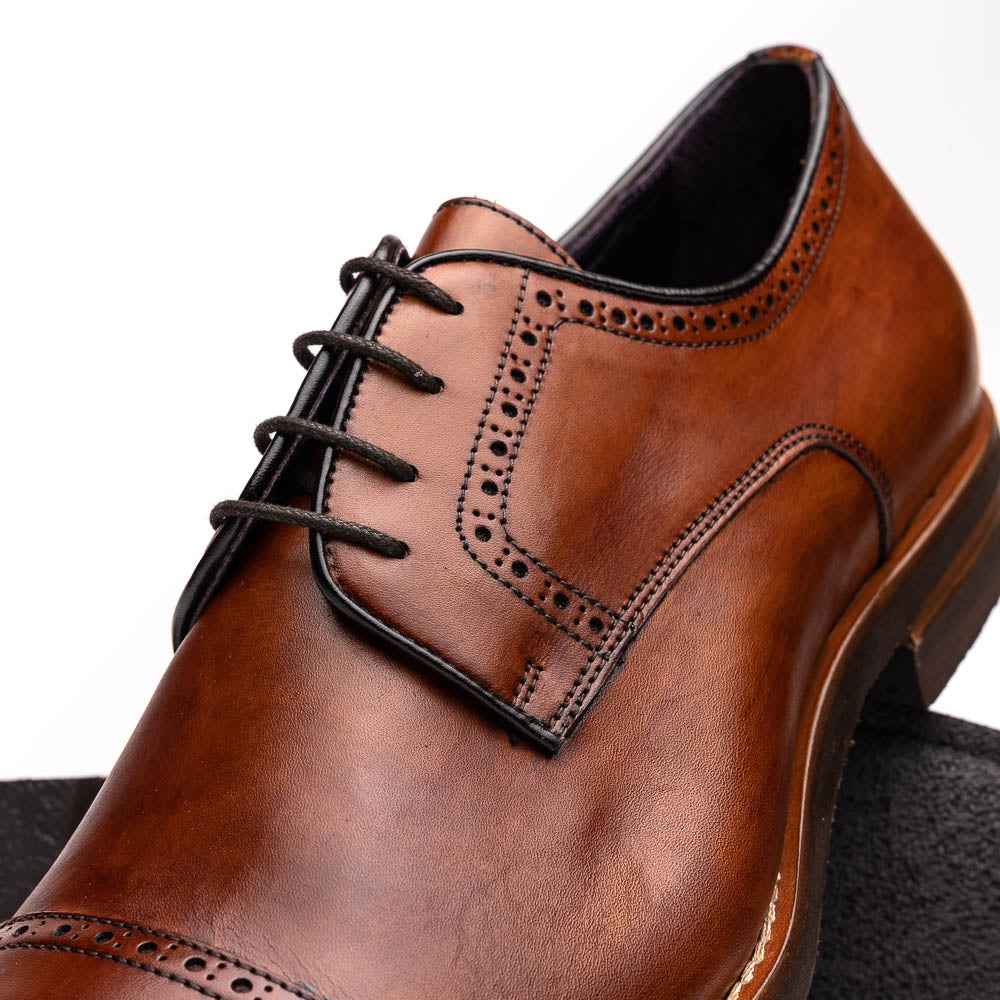 TEEK - 25-548-CGN GIOVANNI Italian Calfskin Lace Up Cognac SHOES TEEK ZI