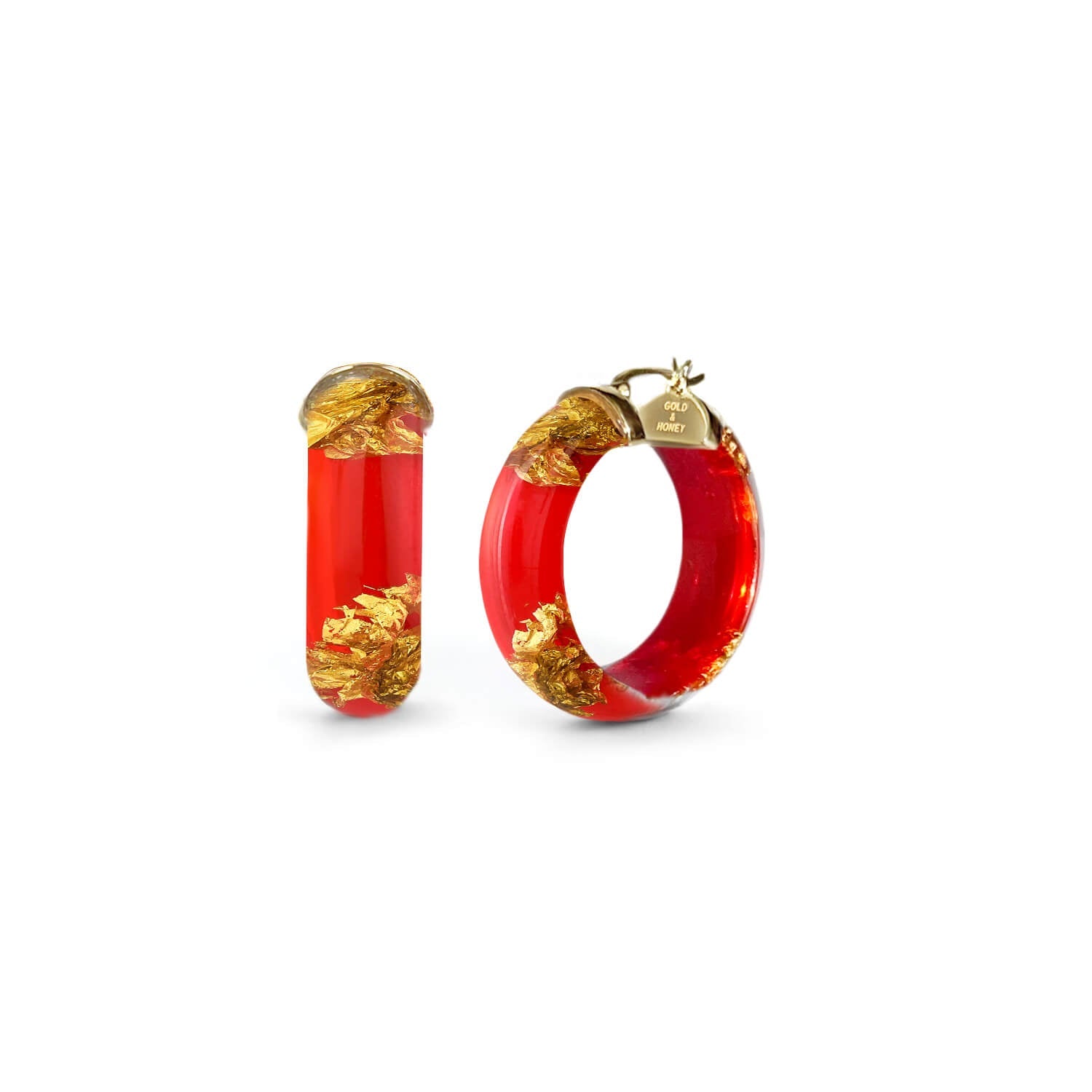 TEEK - Mini Gold Leaf Lucite Hoop Earrings JEWELRY TEEK GNH CARNELIAN GOLD LEAF