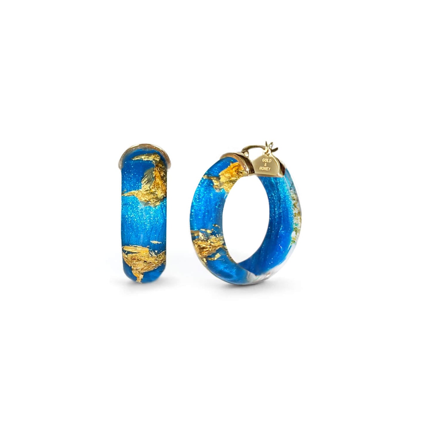 TEEK - Mini Gold Leaf Lucite Hoop Earrings JEWELRY TEEK GNH FIJI GOLD LEAF