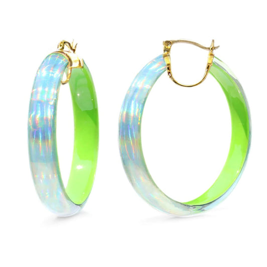 TEEK - Large Rave Lucite Hoops | Neon Green JEWELRY TEEK GNH