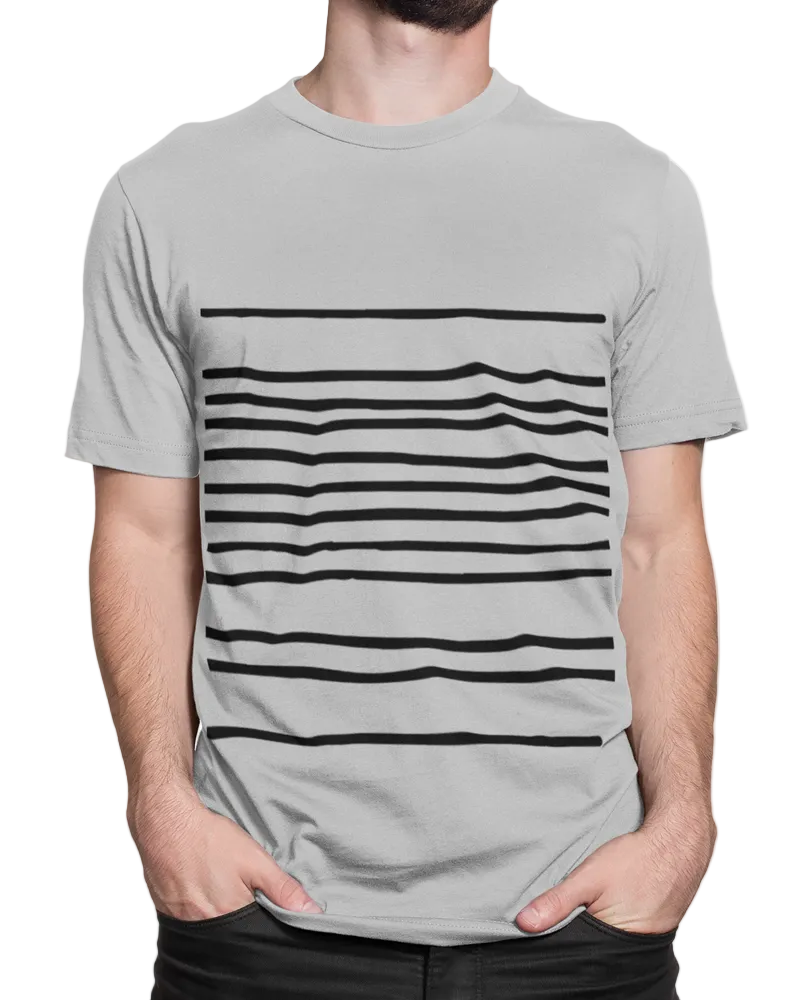 TEEK - Mens T-Shirt with Horizontal Lines TOPS Onetify Athletic Heather XS