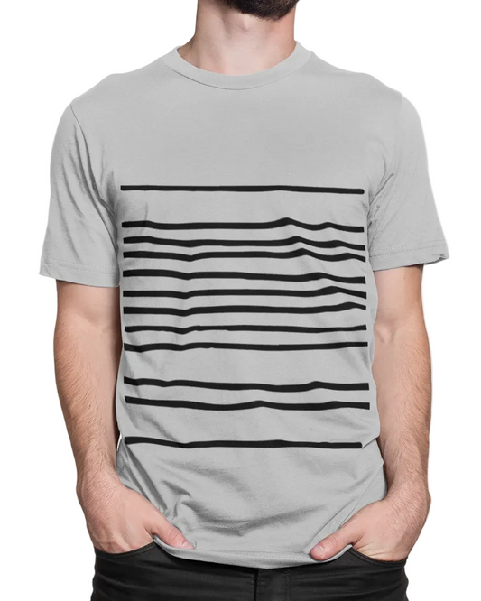 TEEK - Mens T-Shirt with Horizontal Lines TOPS Onetify Athletic Heather XS