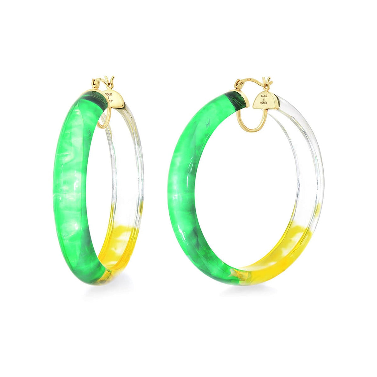 TEEK - Tie Dye Lucite Hoops in Green & Yellow JEWELRY TEEK GNH