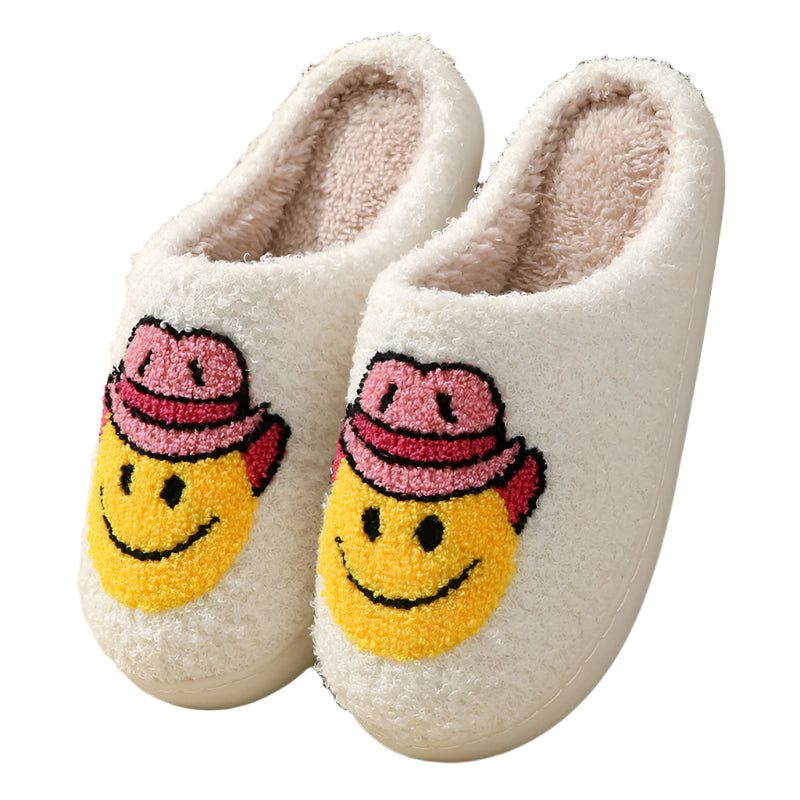 TEEK - White Smiley Face Cowboy Cotton Slippers SHOES TEEK K 7
