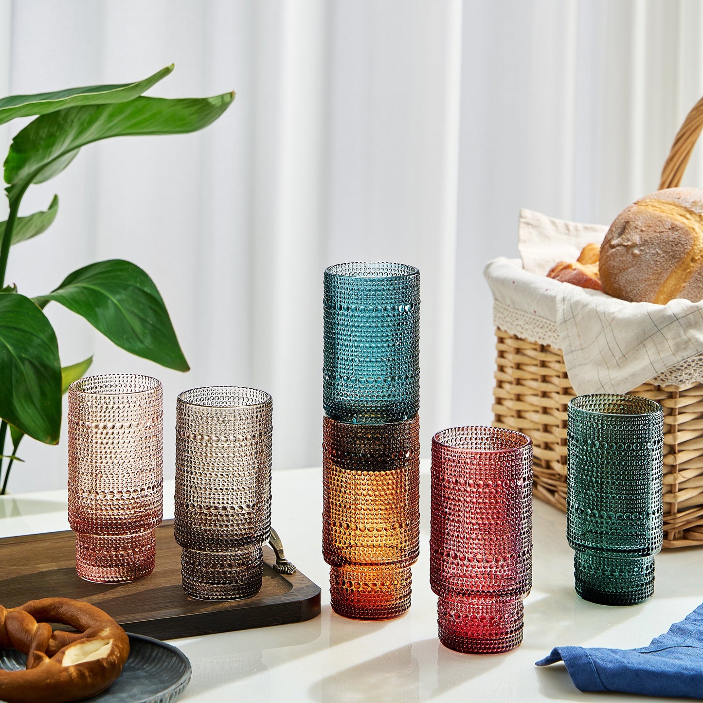 TEEK - Tonal Collins Highball Glassware Set of 6 - Glass Straws & Cleaner HOME DECOR TEEK KS