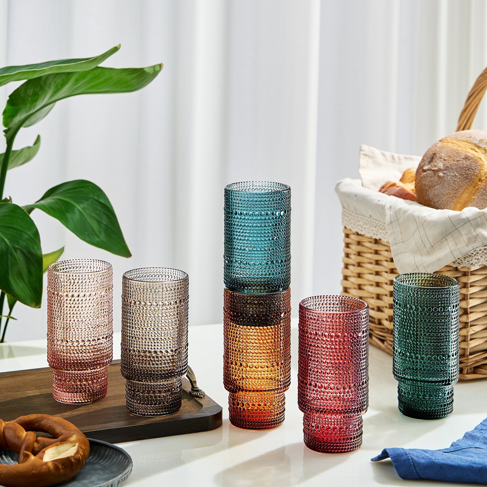 TEEK - Tonal Collins Highball Glassware Set of 6 - Glass Straws & Cleaner HOME DECOR TEEK KS