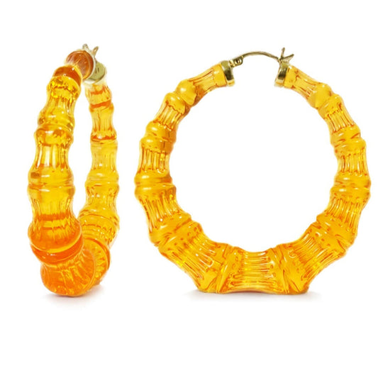 TEEK - Honey Lucite Bamboo Hoop Earrings JEWELRY TEEK GNH