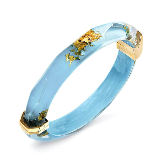 TEEK - Gold Leaf Thin Faceted Lucite Bangles JEWELRY TEEK GNH ICE BLUE GOLD LEAF