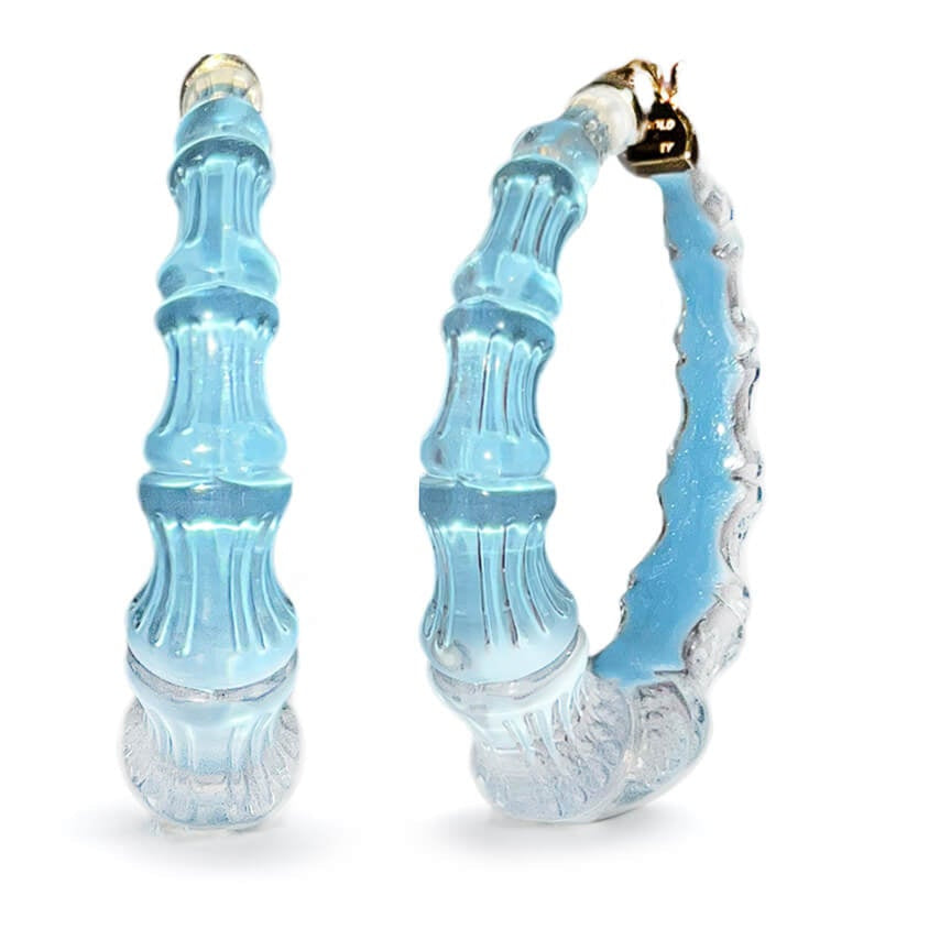 TEEK - Bamboo Illusion Lucite Hoop Earrings JEWELRY TEEK GNH ICE BLUE