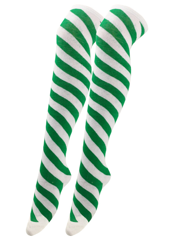 TEEK - Over Knee Bias Striped Christmas Socks SOCKS TEEK K   