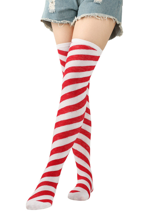 TEEK - Over Knee Bias Striped Christmas Socks SOCKS TEEK K   