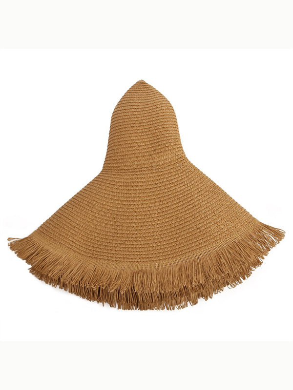 TEEK - Large Brim Braided Fringe-Brimmed Straw Hat HAT TEEK K   