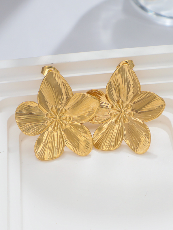 TEEK - Stainless Steel Matte Flower Earrings JEWELRY TEEK K   