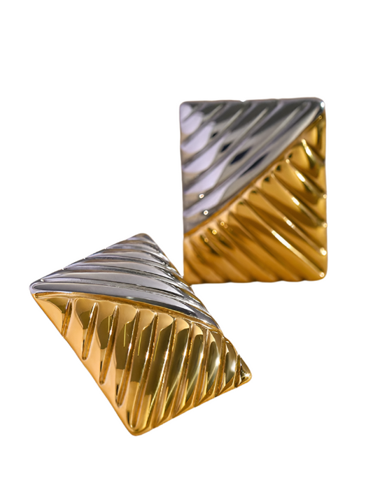 TEEK - Minimalist Square Textured Gold Silver Earrings JEWELRY TEEK K   