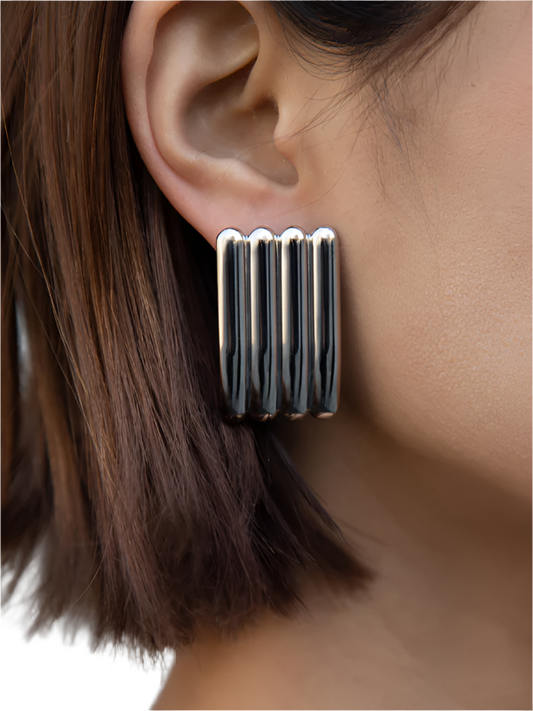 TEEK - Simple Silver Striped Earrings JEWELRY TEEK K