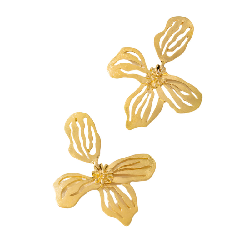 TEEK - Metal Stencil Leaf Flower Gold Earrings JEWELRY TEEK K