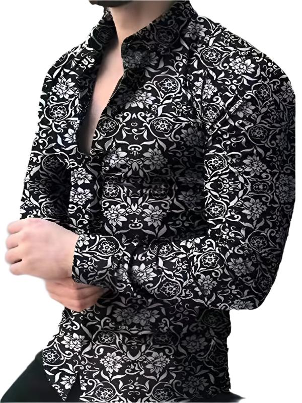 TEEK - Floral Print Slim Fit Buttoned Shirt TOPS TEEK K Black S 