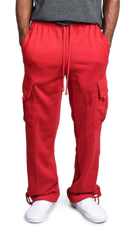 TEEK - Mens Elastic Waist Multi-Pocket Cargo Pants PANTS TEEK K Red S