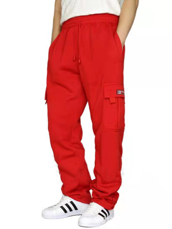 TEEK - Sports Leisure Loose Multi-Pocket Mens Pants PANTS TEEK K Red S 