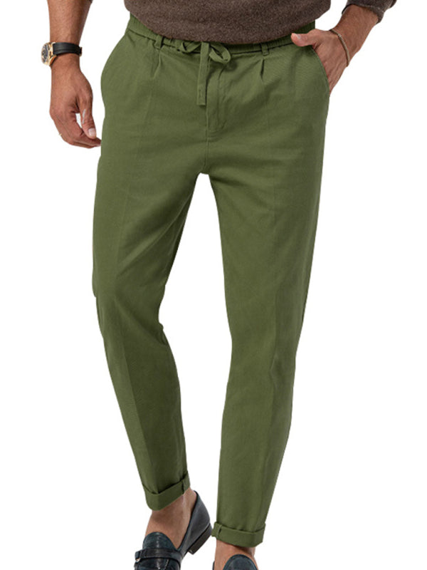 TEEK - Mens Straight Leg Casual Drawstring Trousers PANTS TEEK K Olive Green S 