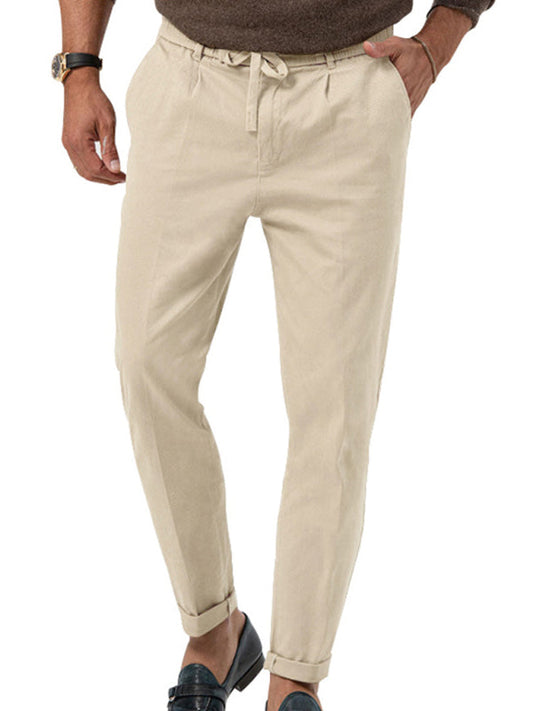 TEEK - Mens Straight Leg Casual Drawstring Trousers PANTS TEEK K Cracker Khaki M 