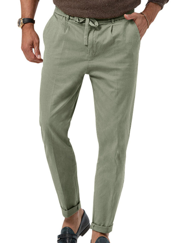 TEEK - Mens Straight Leg Casual Drawstring Trousers PANTS TEEK K Grey Green S 