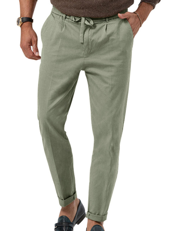TEEK - Mens Straight Leg Casual Drawstring Trousers PANTS TEEK K Grey Green 2XL 