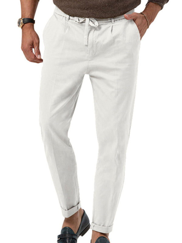 TEEK - Mens Straight Leg Casual Drawstring Trousers PANTS TEEK K White S 
