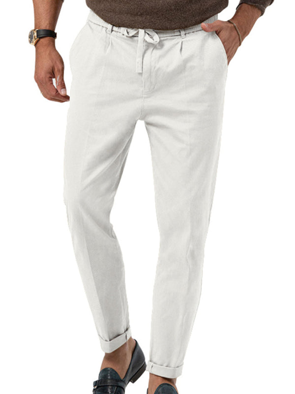 TEEK - Mens Straight Leg Casual Drawstring Trousers PANTS TEEK K White L 