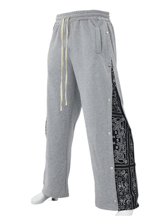 TEEK - Mens Split Bandana Wide-L.eg Trousers PANTS TEEK K Grey M 