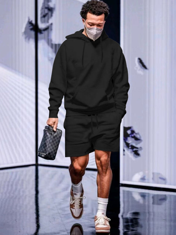 TEEK - Mens Hooded Versatile Shorts Set SET TEEK K Black 2XL 