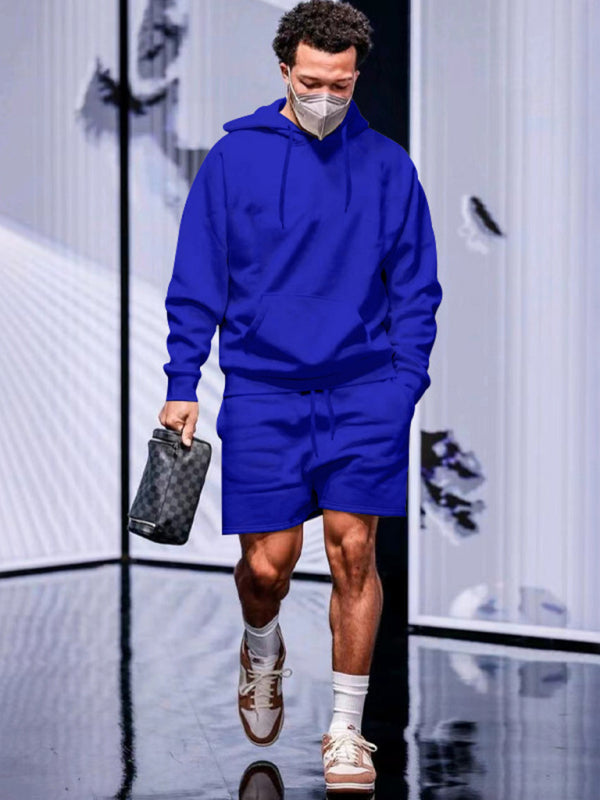 TEEK - Mens Hooded Versatile Shorts Set SET TEEK K Royal Blue XL 