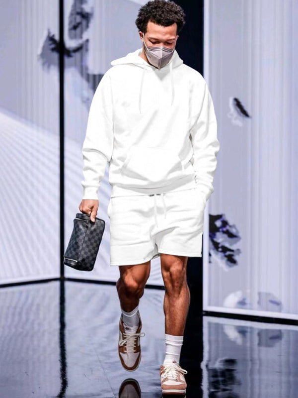 TEEK - Mens Hooded Versatile Shorts Set SET TEEK K White 3XL 