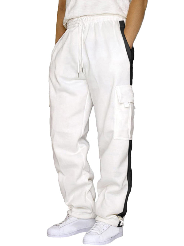 TEEK - Mens Velvet Loose Multi-Pocket Lanyard Overalls  TEEK K White M 