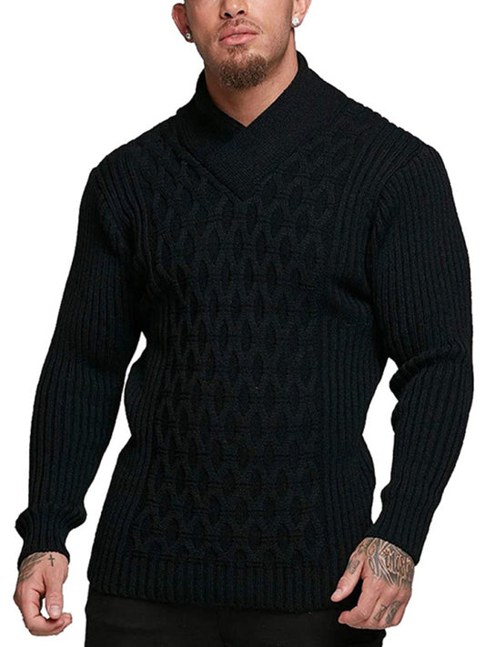 TEEK - Mens Cable Knit Shawl Collar Sweater TOPS TEEK K