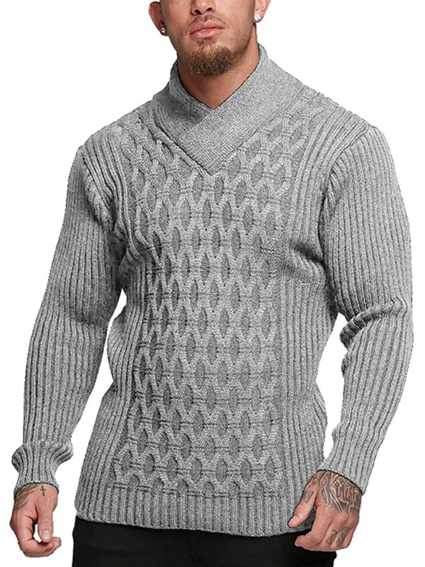 TEEK - Mens Cable Knit Shawl Collar Sweater TOPS TEEK K