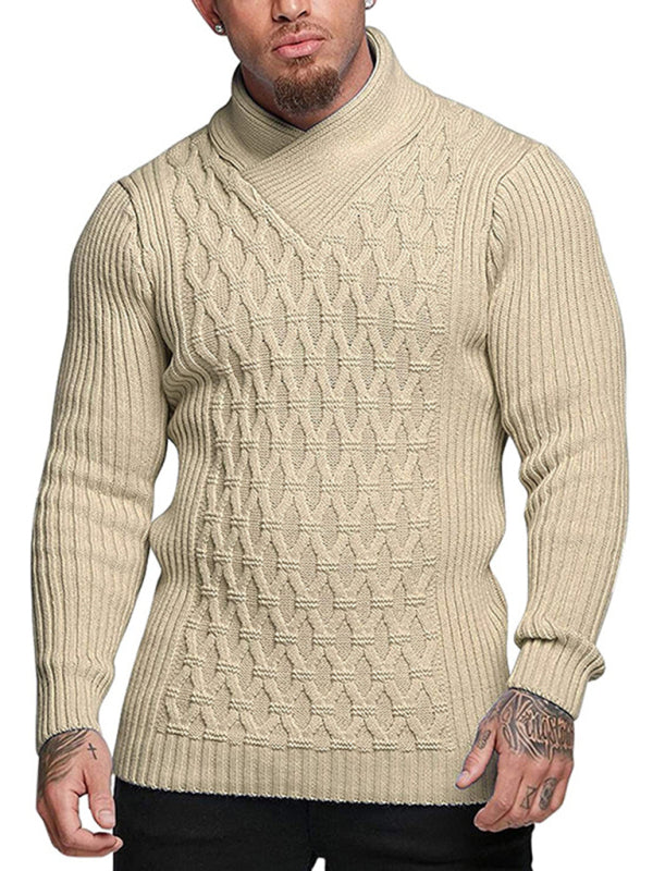 TEEK - Mens Cable Knit Shawl Collar Sweater TOPS TEEK K