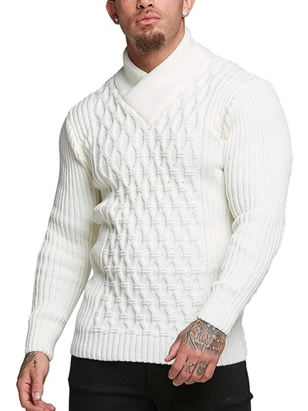 TEEK - Mens Cable Knit Shawl Collar Sweater TOPS TEEK K