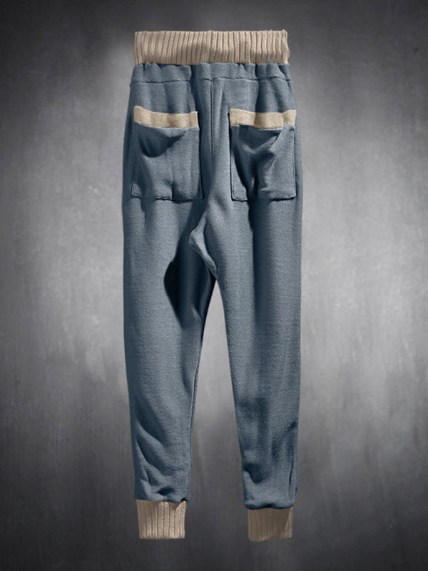 TEEK - Mens Drawstring Color Block Knitted Trousers PANTS TEEK K Grey S 