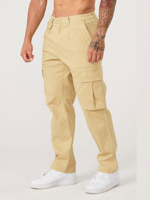 TEEK - Spliced Solid Color Casual Sports Loose Trousers PANTS TEEK K Khaki M 