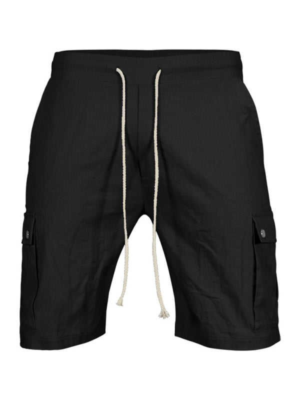 TEEK - Mens Slim Drawstring Quarter Leg Cargo Shorts SHORTS TEEK K Black S 