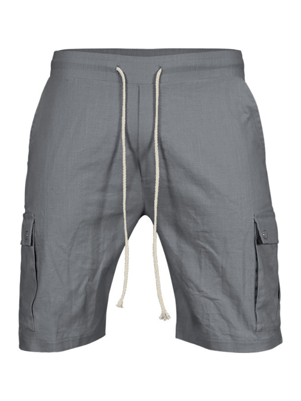 TEEK - Mens Slim Drawstring Quarter Leg Cargo Shorts SHORTS TEEK K Grey S 