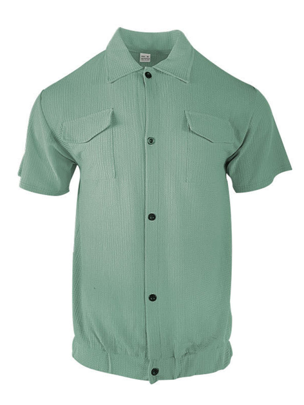 TEEK - Mens Cardigan Front Pocket Short-Sleeved Shirt TOPS TEEK K Fruit Green S 