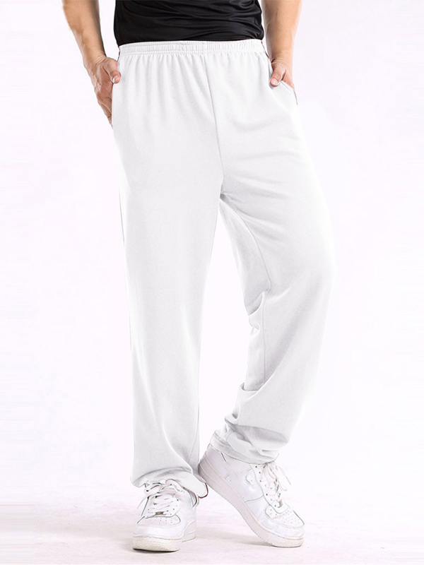 TEEK - Mens Straight Solid Color Loose Trousers PANTS TEEK K White S 