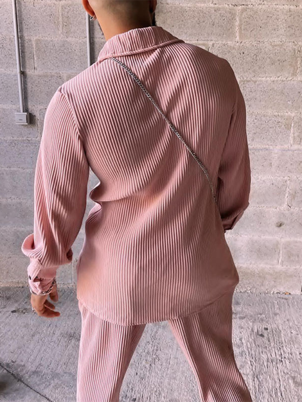 TEEK - Pink Mens Long Sleeve Corduroy Pants Suit SET TEEK K   